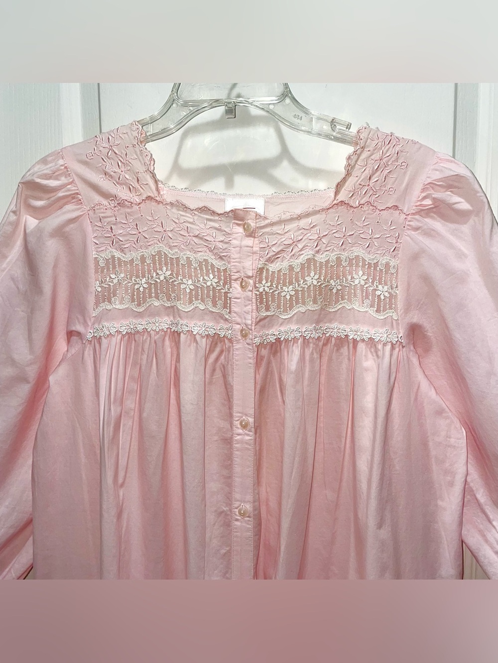 VTG Talbots Pink Lace Nightgown Sz PS Cotton Dainty Romantic Cottage Bloomcore